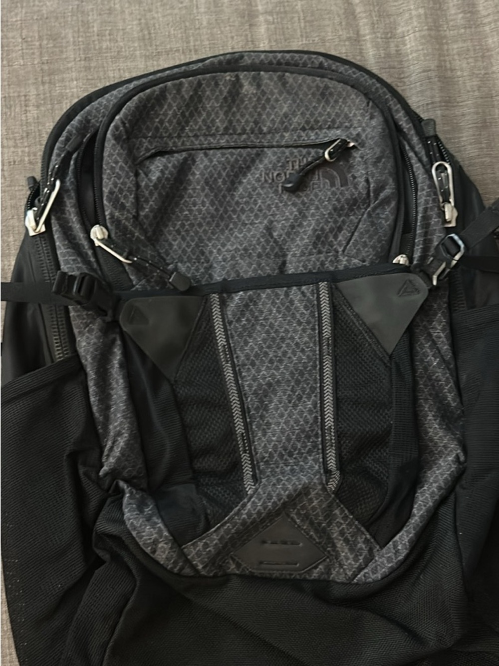 Black and Gray North Face Everyday Backpack
